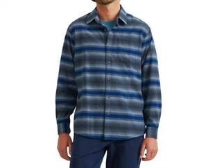 NEW EDDIE BAUER striped long sleeve flannel button up shirt in dusty blue gray